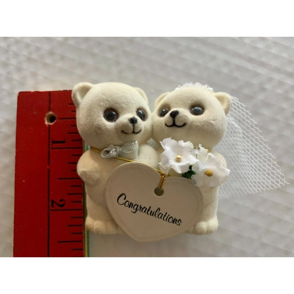 Adorable Vtg George Good Flocked Bear Wedding Figurine Cake Topper Lorrie Design